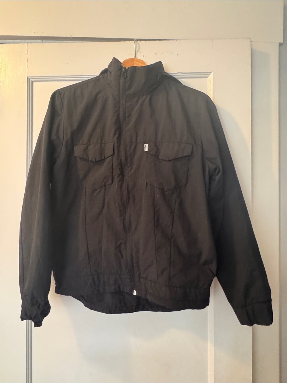 Levi’s Black Nylon Hooded Jacket L